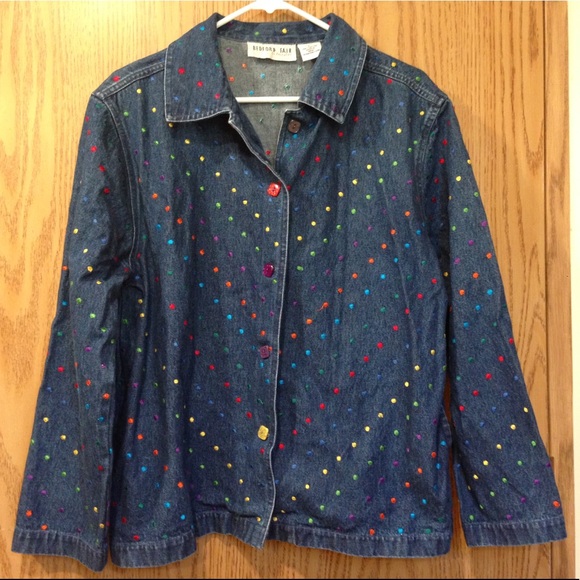 Bedford Fair Jackets & Blazers - Very Cute Vintage Colorful Polka Dot Denim Jacket